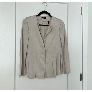 Theory Linen Mix Blazer, US 10, stone beige, one button